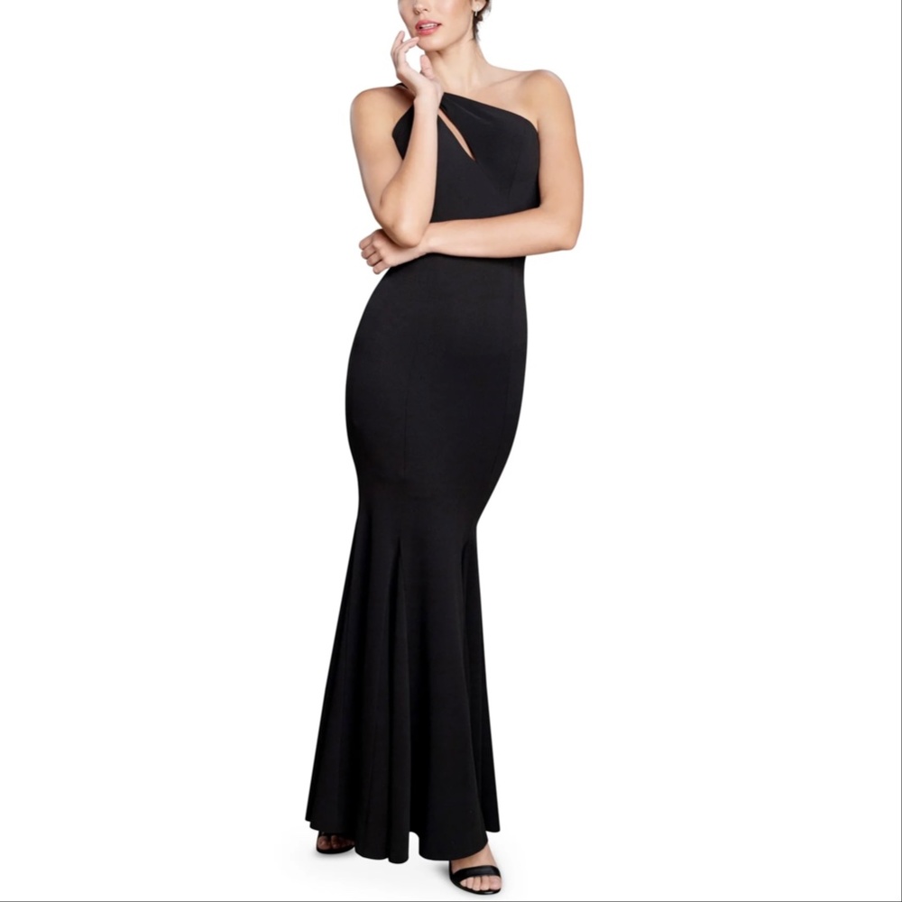 NEW Dress the Population Ellis One Shoulder Asymmetric Keyhole Crepe Dress Small